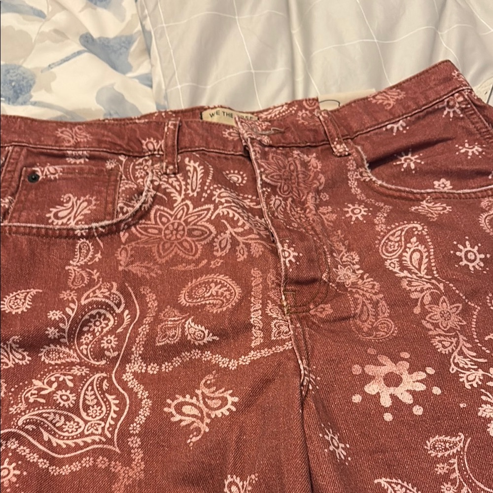 Free People, we the free bandana barrel jeans. New with tags